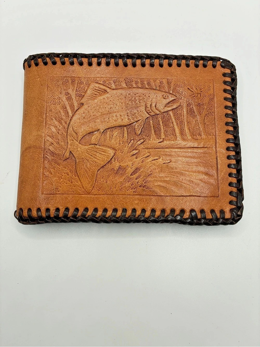 House of Jack Co. Bass Fish Double ID Bifold Wallet. Brown